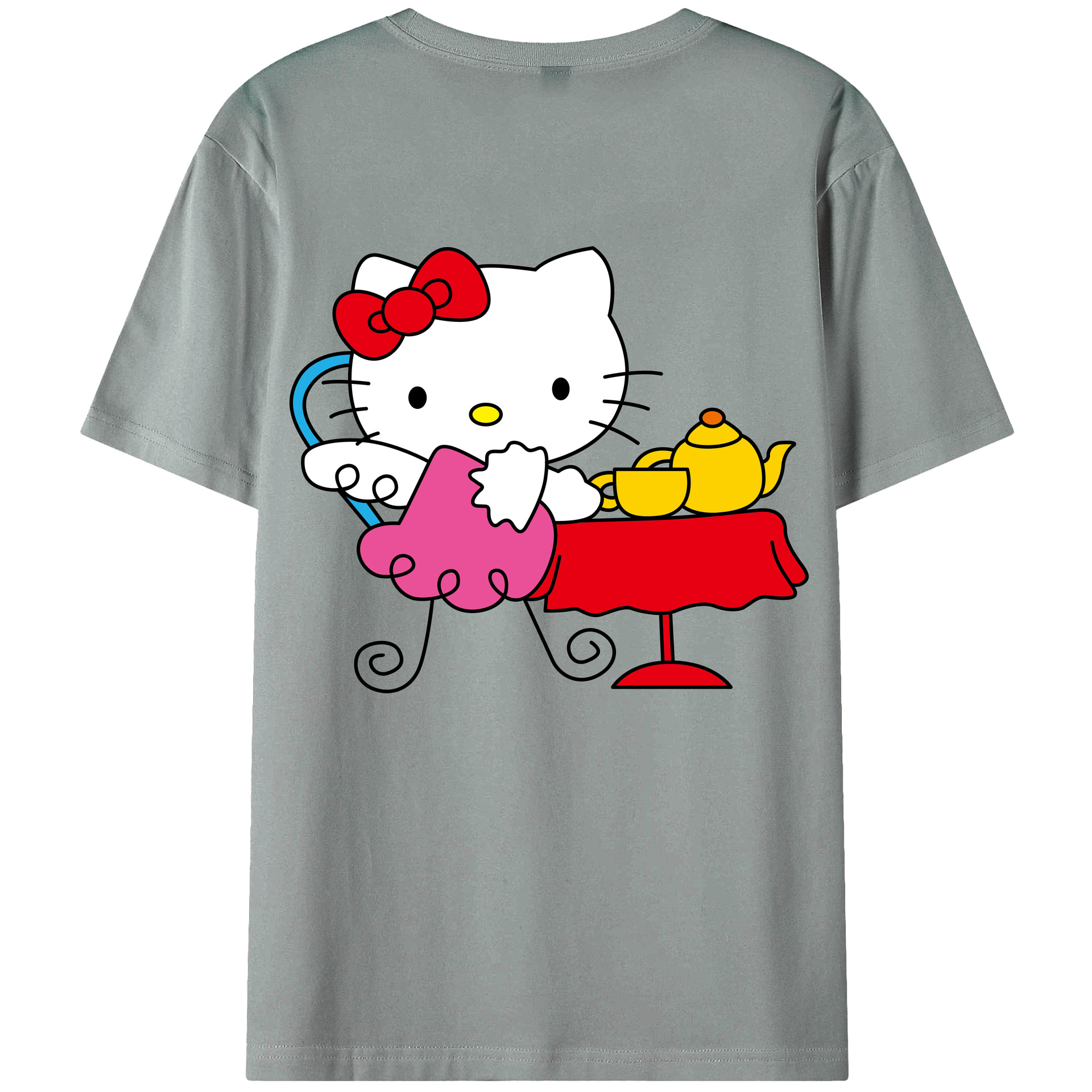 （画像用） Hello Kitty ハローキティ 綿100％ メンズ半袖Tシャツ（バックプリント） 通気性